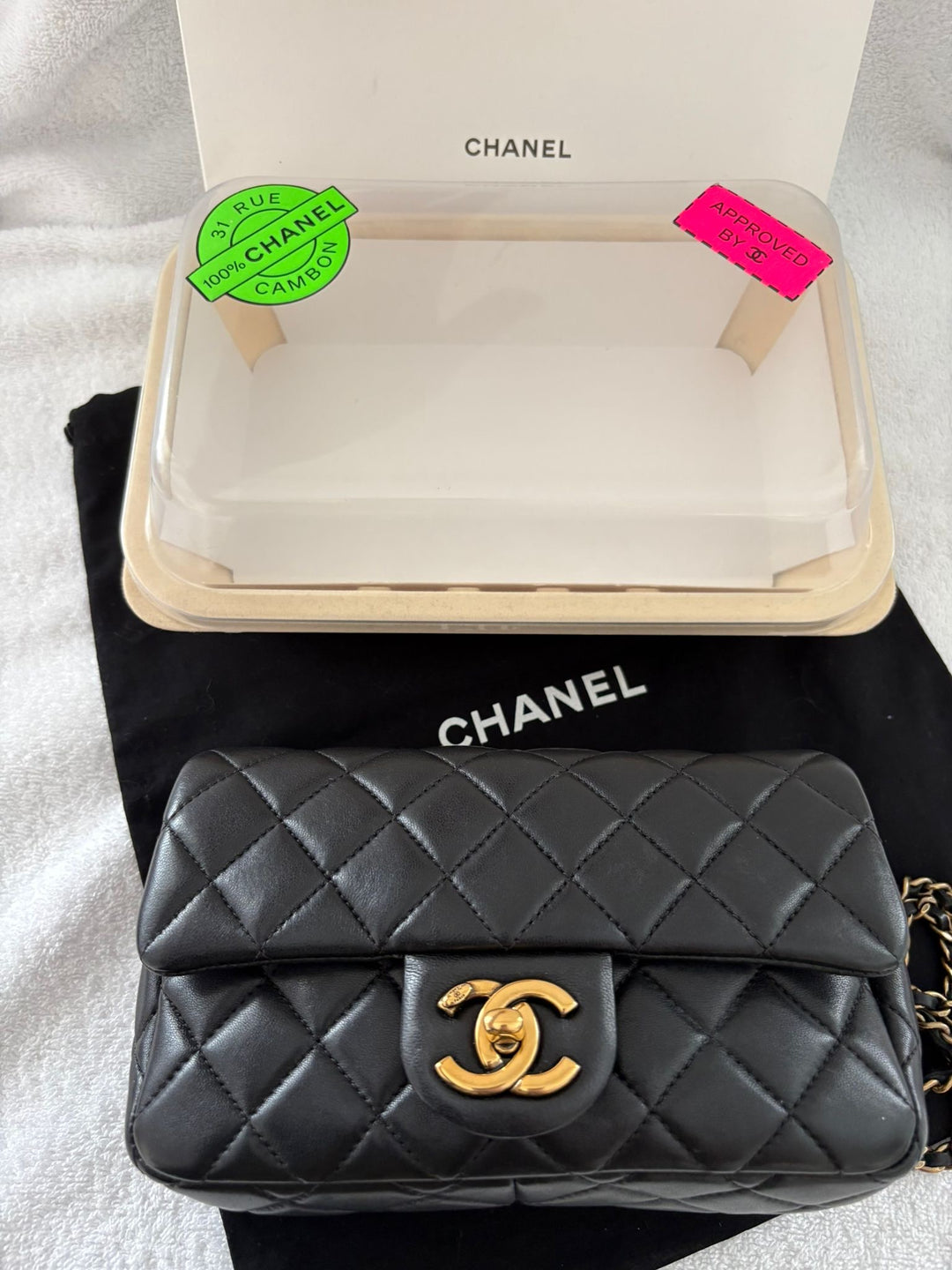 CHANEL series 20 Black Lambskin Anyique GHW Mini Flap Bag Seasonal Minaudières 2014 Limited Runway “meat package” collection