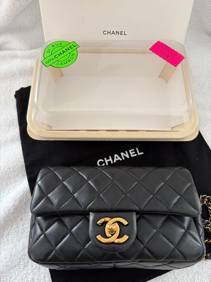 CHANEL series 20 Black Lambskin Anyique GHW Mini Flap Bag Seasonal Minaudières 2014 Limited Runway “meat package” collection