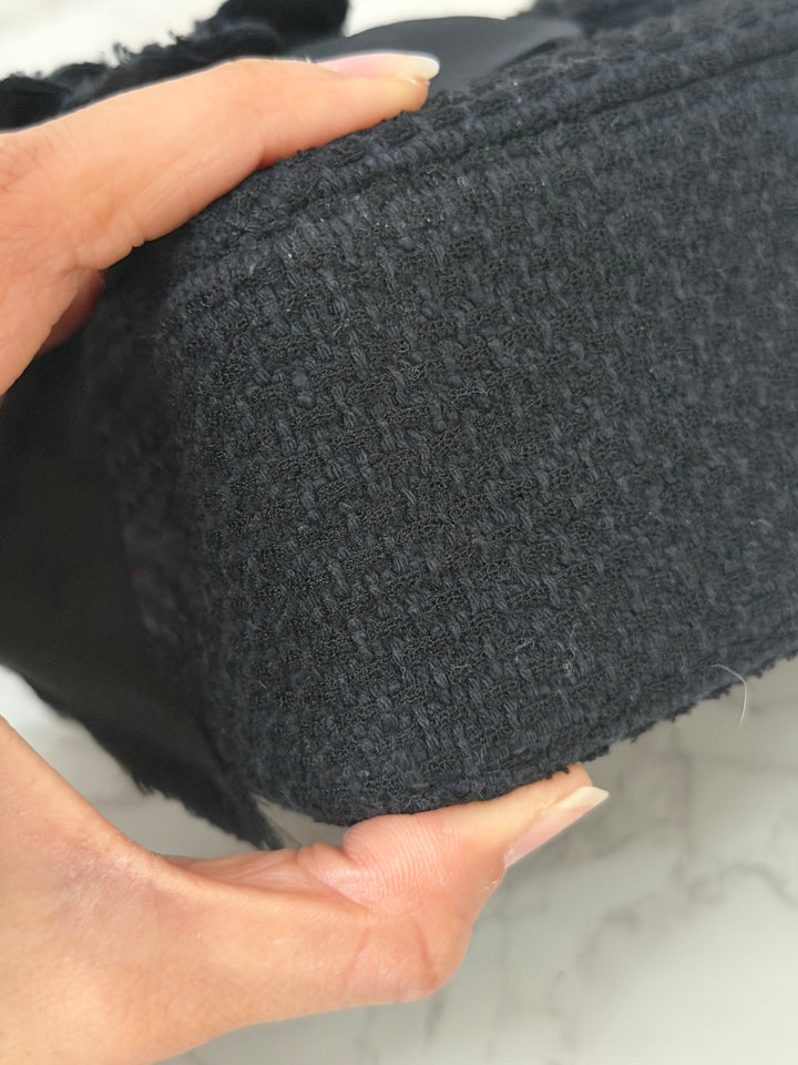 CHANEL 23C 2023 Embroidered Flower Tweed Medium Classic Flap Bag