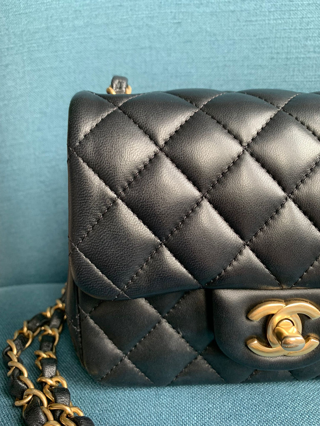 Chanel series 27 Black Lambskin LGHW Square Mini Flap Bag