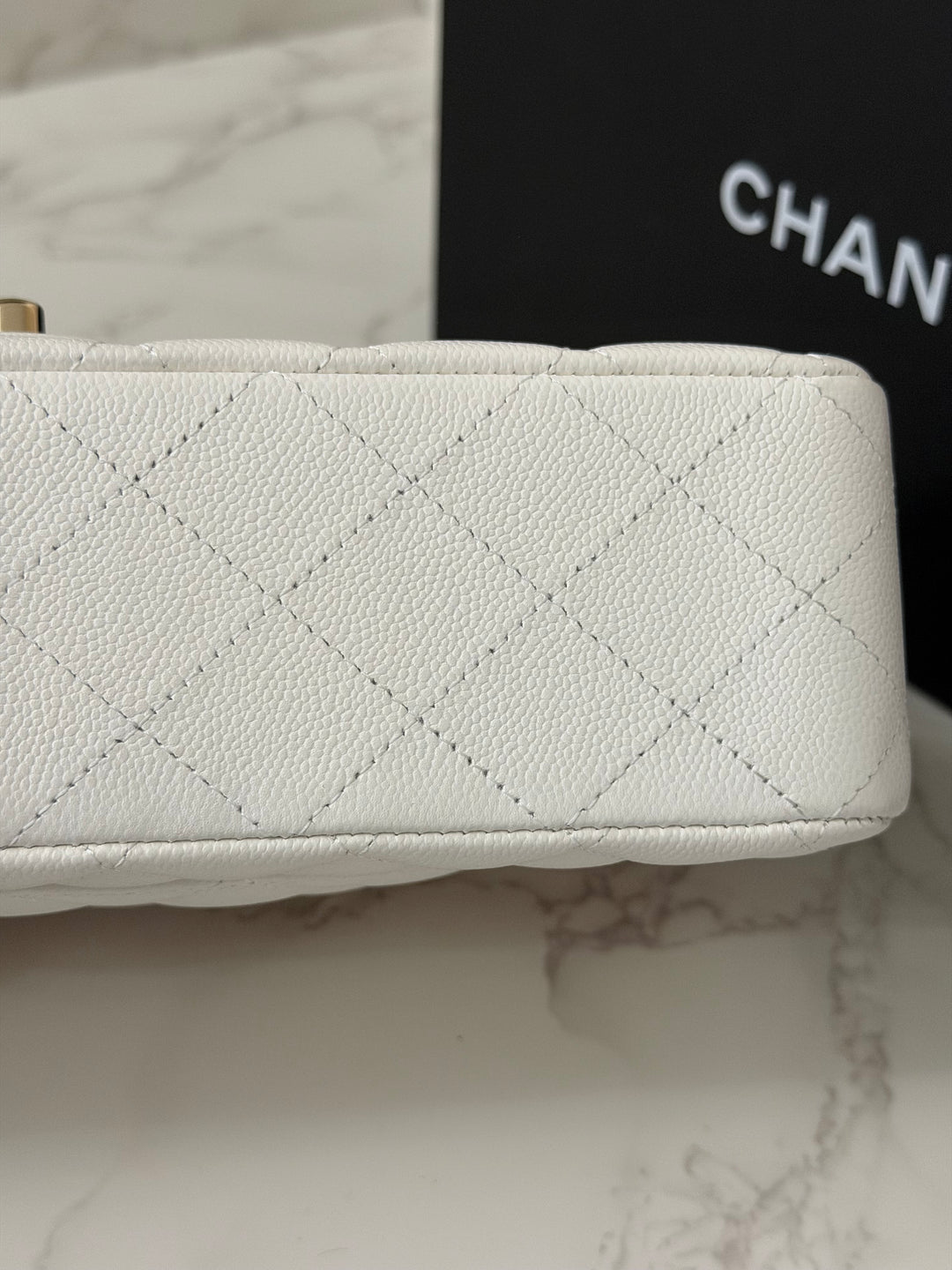 CHANEL 2023 White Caviar LGHW Medium ML Timeless Classic Double Flap Bag