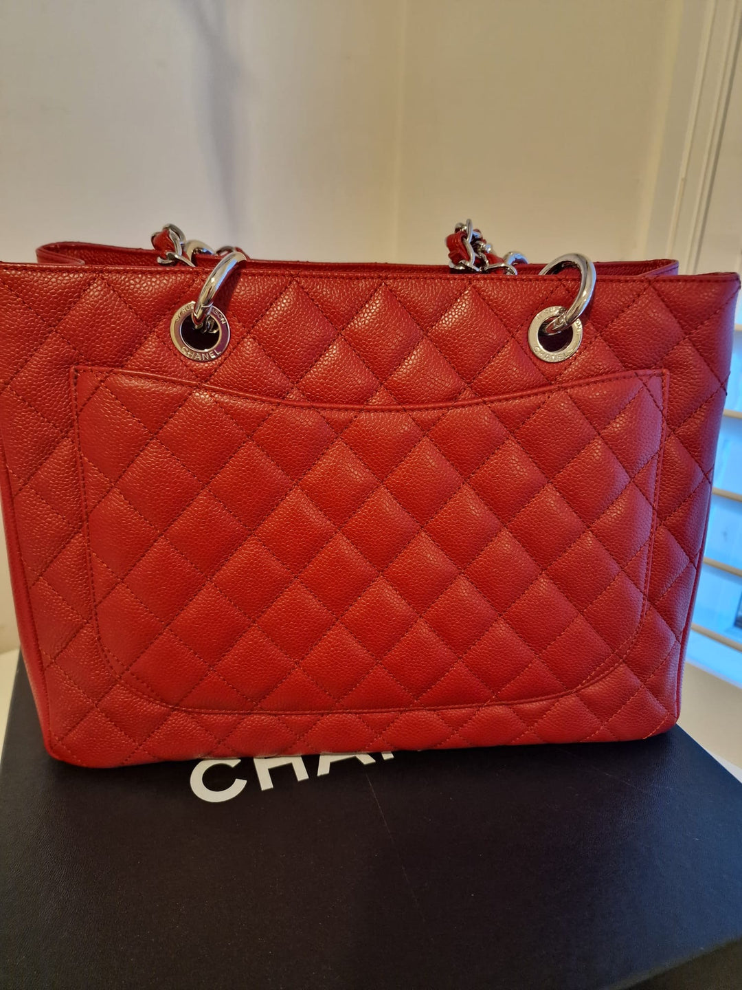 Chanel series 17 2012 Red Caviar SHW Grand Shopping Tote Bag (GST)