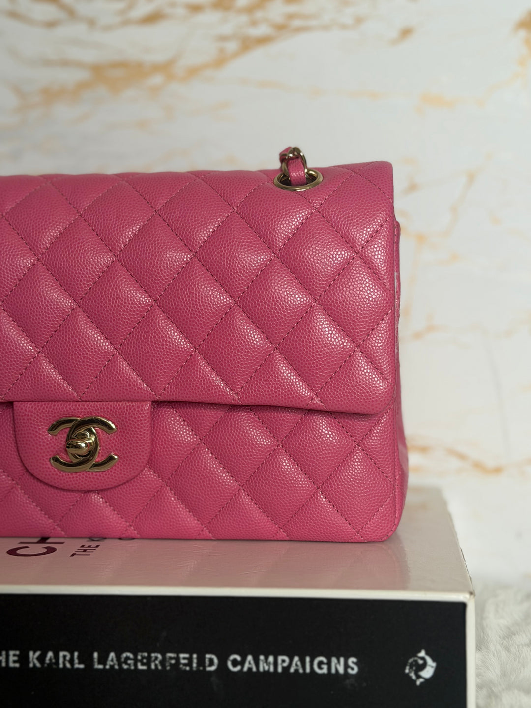 CHANEL series 27 19C Barbie Pink Caviar LGHW 11.12 Medium M/L Timeless Classic Double Flap Bag