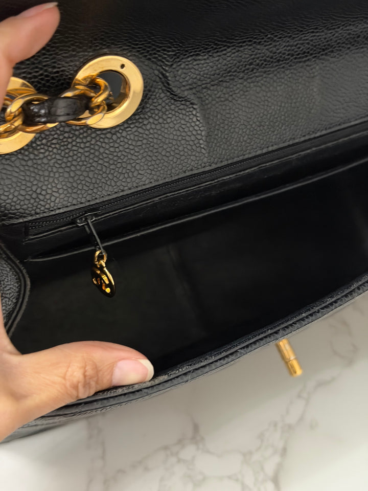 Chanel Series 7 24K GHW Black Caviar Vintage Jumbo Single Flap Bag 2008/2009