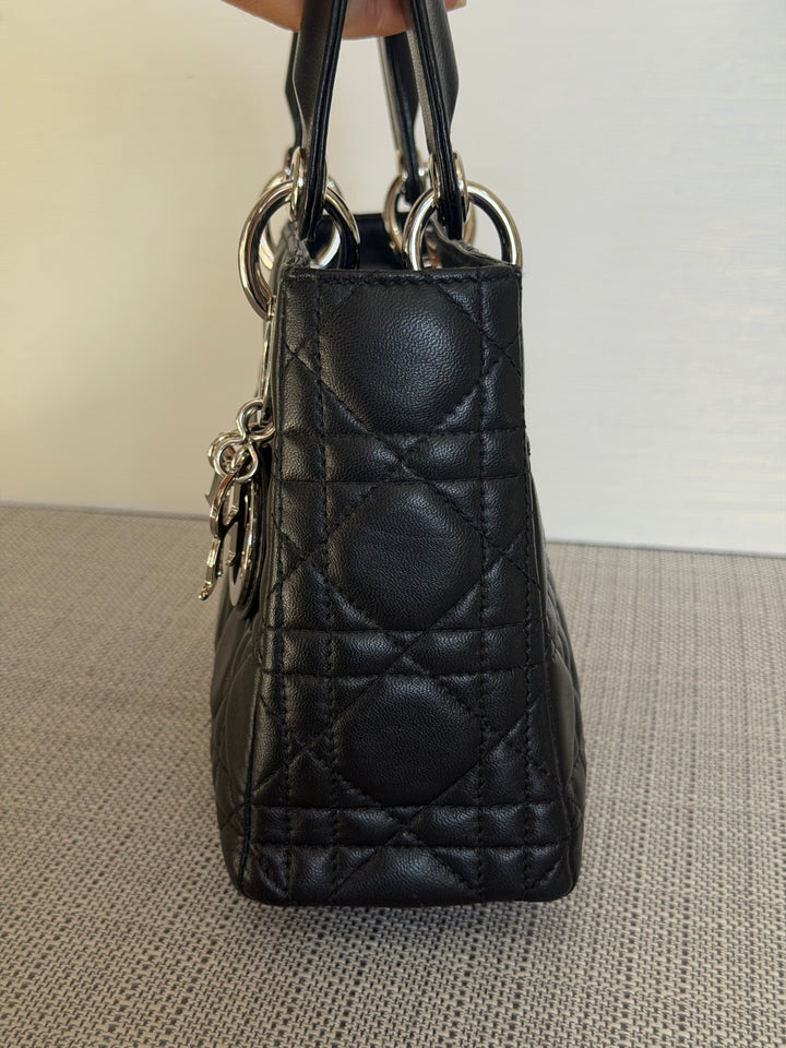 DIOR Lady Dior Mini Vintage Black Lambskin Silver hardware SHW 2006