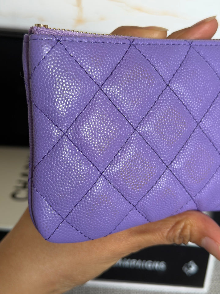 CHANEL series 28 20S purple caviar LGHW Mini O Case Pouch 15 cms