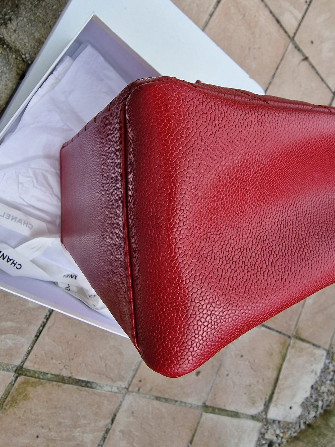Chanel series 17 2012 Red Caviar SHW Grand Shopping Tote Bag (GST)