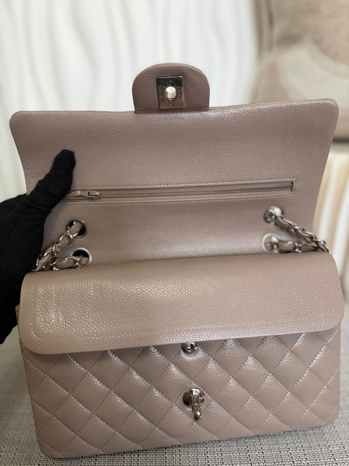 CHANEL series 20 15B Taupe Caviar SHW Medium ML Timeless Classic Double Flap Bag