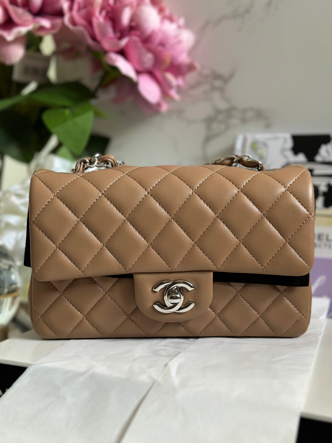 Chanel rectangular mini on sale beige