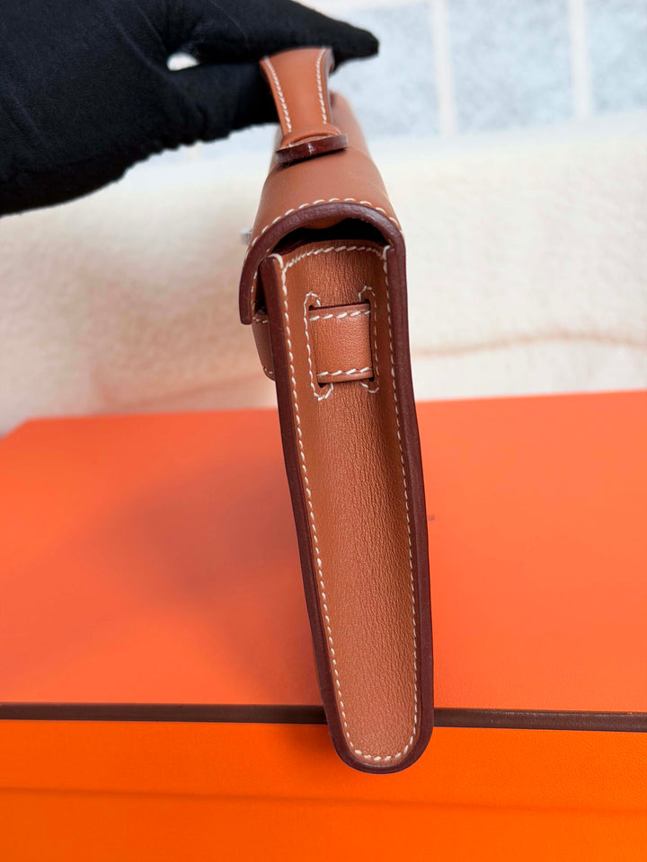 HERMÈS Kelly Cut Gold Swift Leather PHW 2014 Stamp R in []
