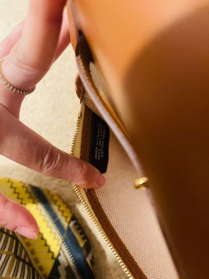 Hermes Herbag 20 Zip Ecru/Fauve Toile H Vache Hunter Leather Size Mini
