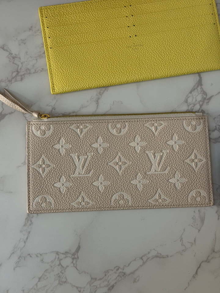 LOUIS VUITTON LV Pochette Felicie 2022 Pink/Beige/Yellow Emprinte Leather