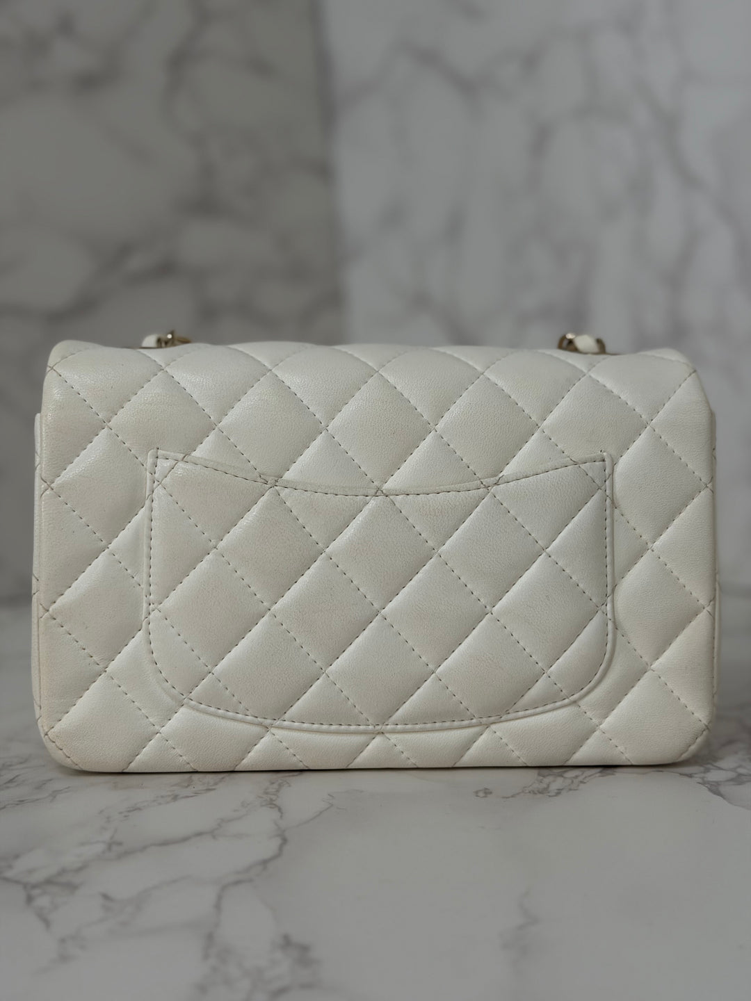 CHANEL series 23 2016 White Lambskin LGHW Mini Rectangular Flap Bag