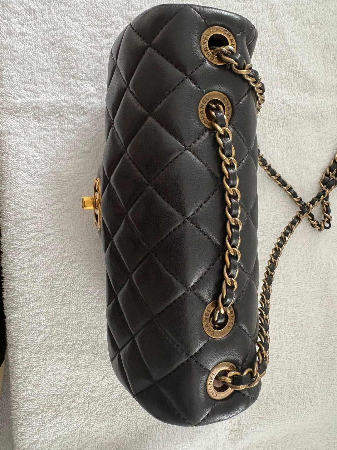 CHANEL series 20 Black Lambskin Anyique GHW Mini Flap Bag Seasonal Minaudières 2014 Limited Runway “meat package” collection