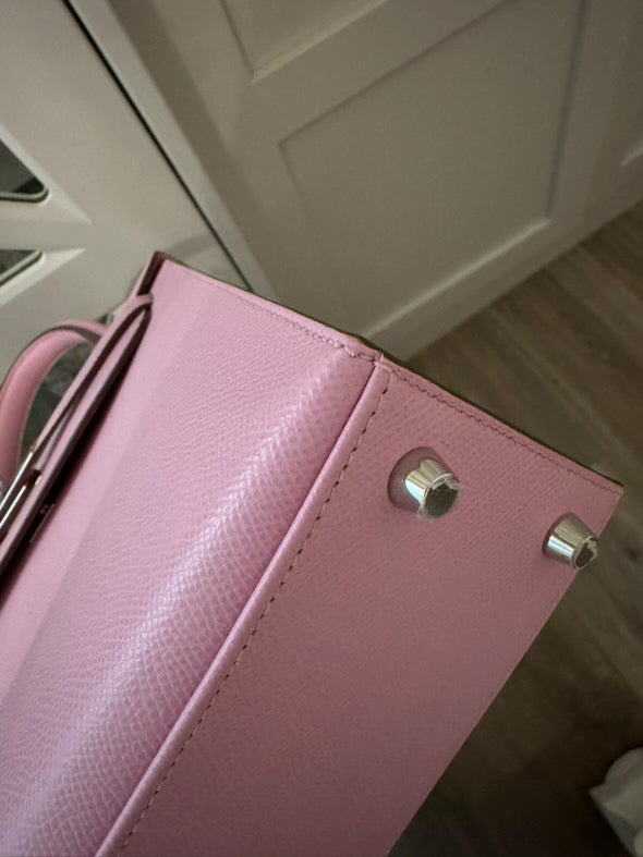 HERMES Mauve Sylvester PHW Kelly 25 Epsom Sellier