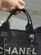 Load image into Gallery viewer, Chanel series 21 2015 Denim Deauville Tote with Leather Handle Size Medium (15 inches)
