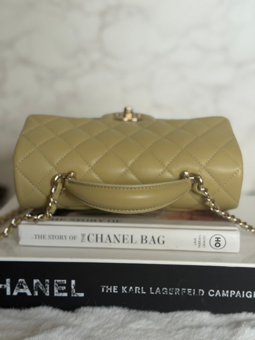 CHANEL 23A Pistachio Green Lambskin LGHW Mini Rectangular Flap Bag with Top Handle 2023