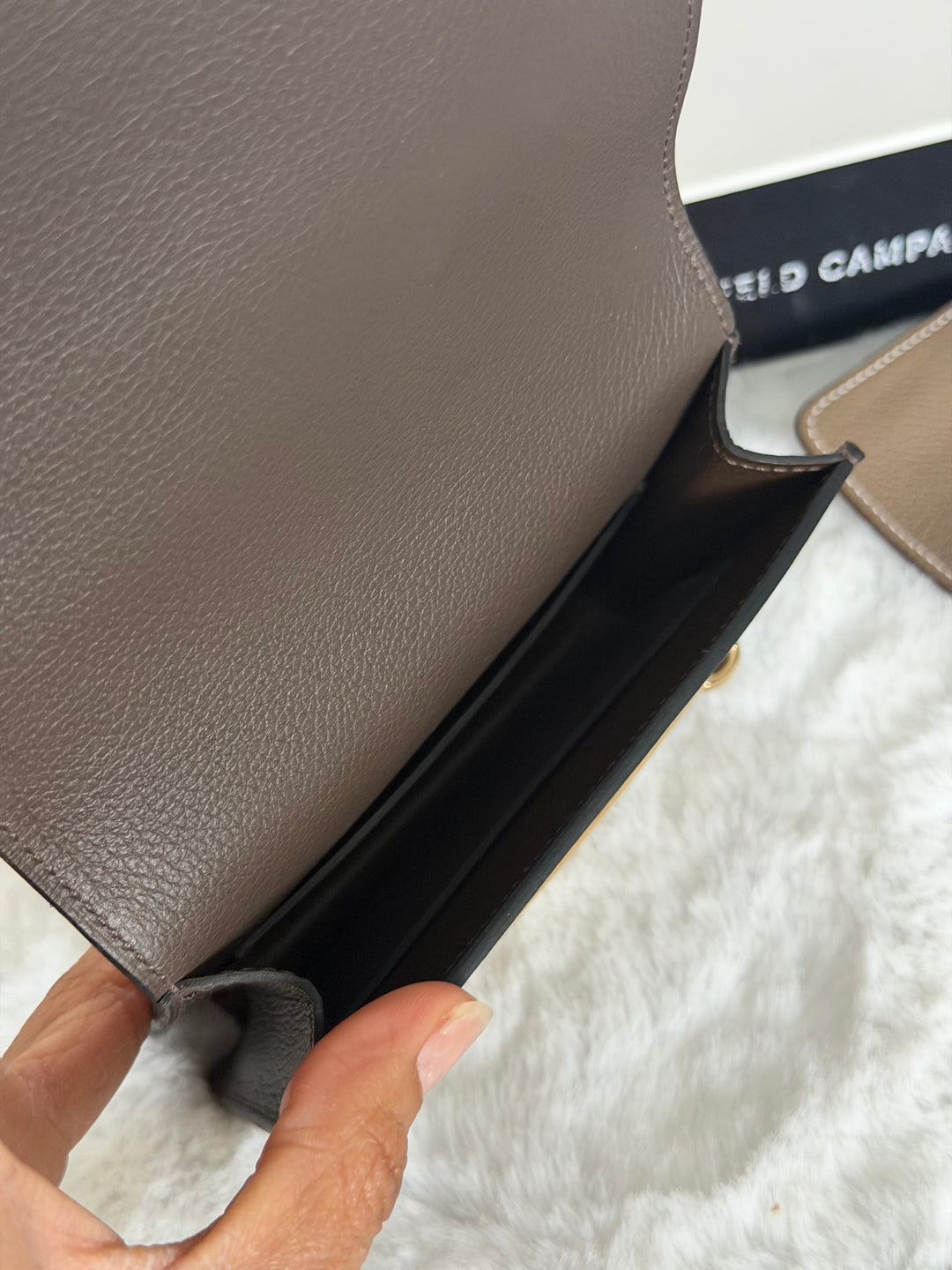 HERMÈS Mini Roulis Slim Wallet in Ecorce outer and Etoupe inner Evercolor leather GHW