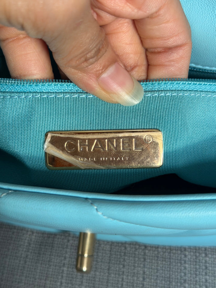 CHANEL 21S series 31 Blue Lambskin 19 Flap Bag size SMALL 2021
