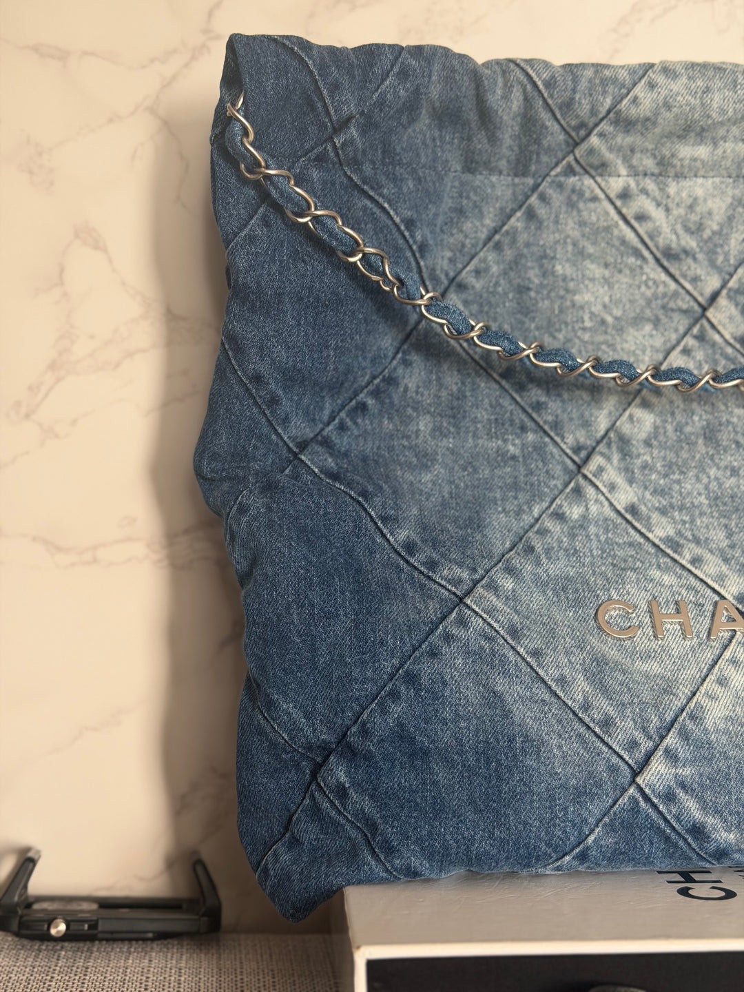 CHANEL Denim 22 Hobo Bag size Medium SHW with detachable pouch 2022