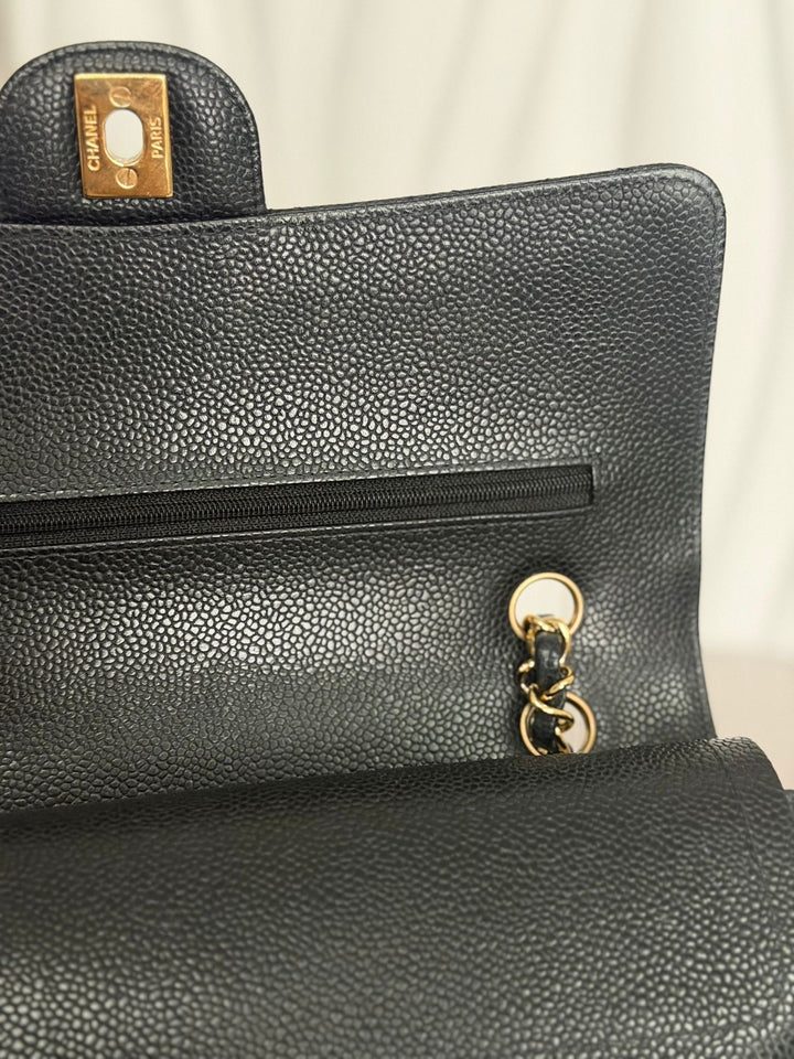 CHANEL Series 24 2017 Black Caviar GHW Medium M/L 11.12 Timeless Classic Double Flap Bag