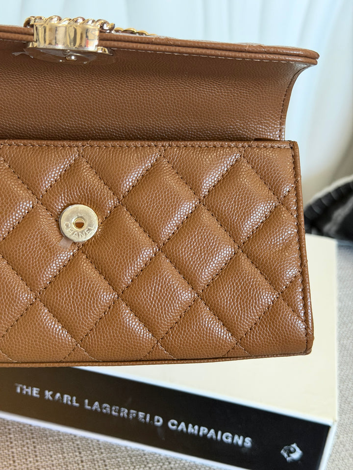 CHANEL 26P Brown Caviar LGHW Top Handle Vanity