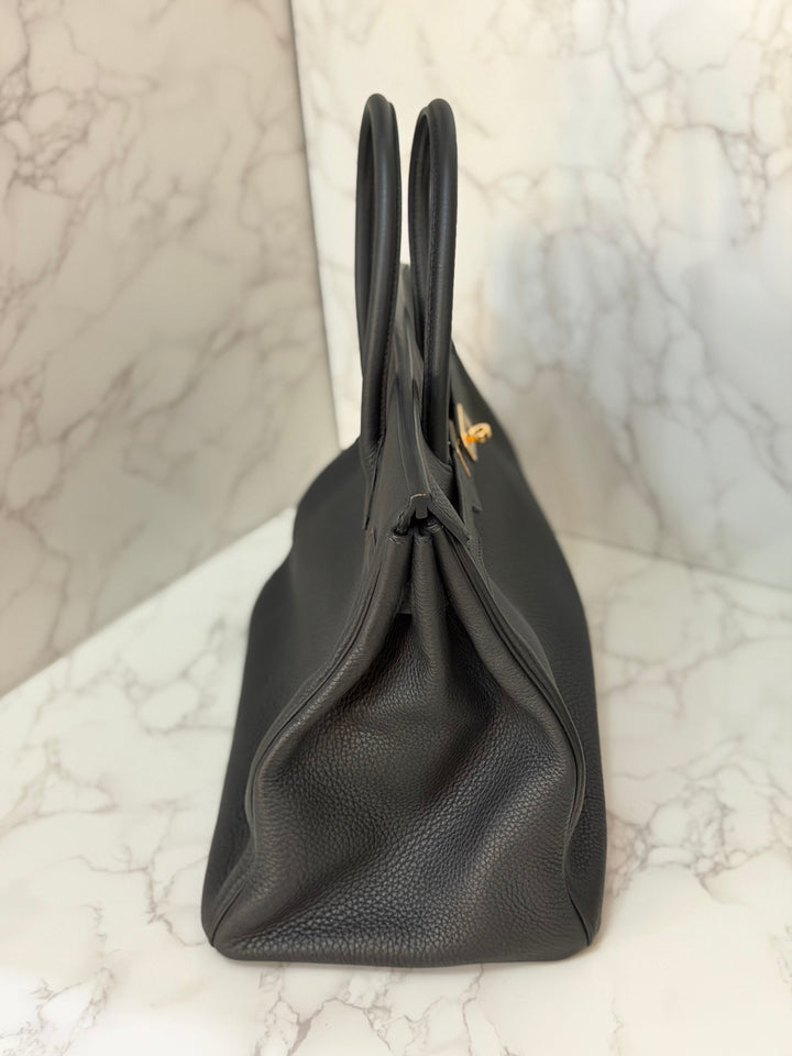 Hermes Birkin 35 Noir Black Togo Leather GHW Stamp T 2015