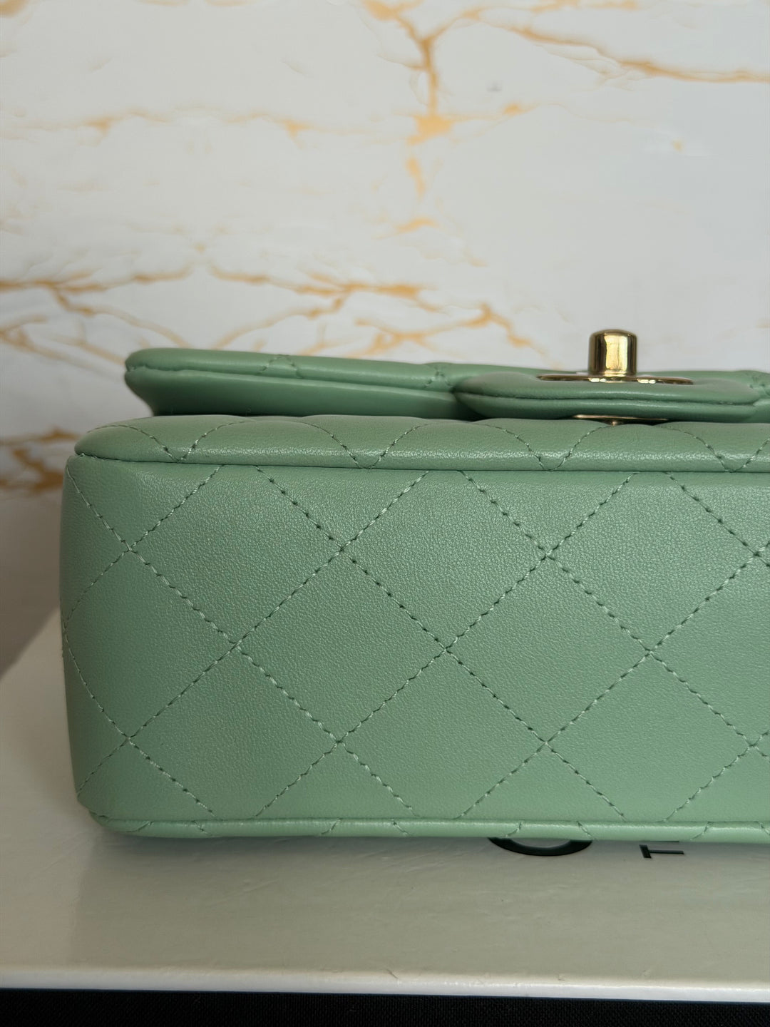 CHANEL Pastel Green Lambskin LGHW Mini Rectangular Flap Bag 2024 8 inches 20 cms