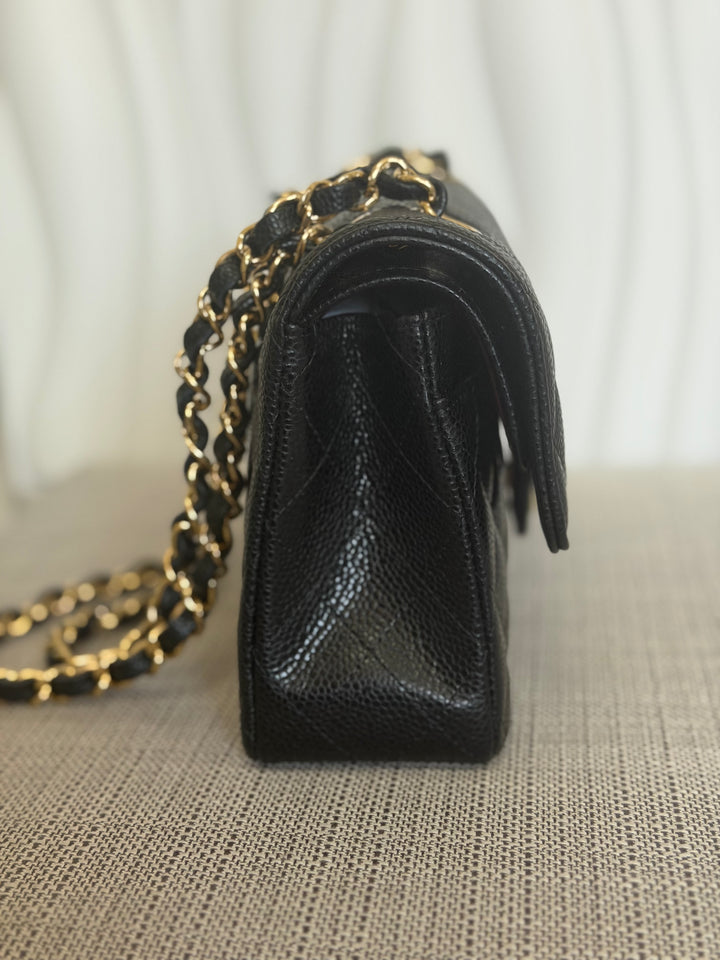 CHANEL Black Caviar GHW SMALL Timeless Classic Double Flap Bag 2022