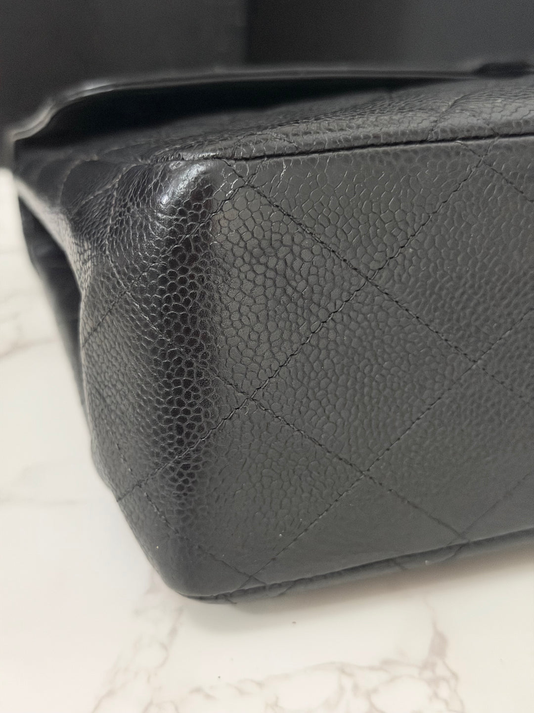 Chanel Series 7 24K GHW Black Caviar Vintage Jumbo Single Flap Bag 2008/2009