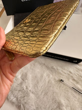 Load image into Gallery viewer, Chanel 19A Gold Calf skin Croc Embossed Mini O Case with Aged GHW
