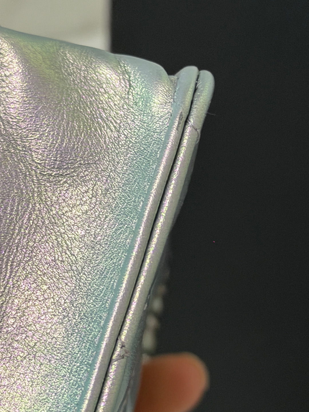 CHANEL 21K Silver Lambskin SHW Classic Wallet On Chain (WOC)