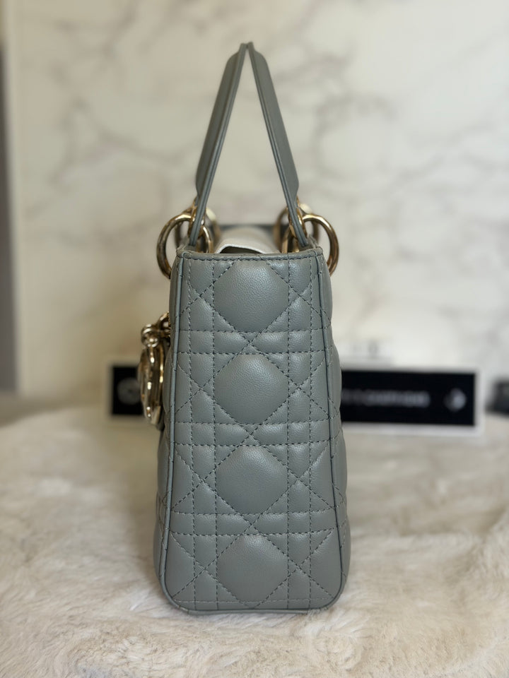 DIOR Lady Dior Grey Lambskin ABCDior size Small 2022 LGHW