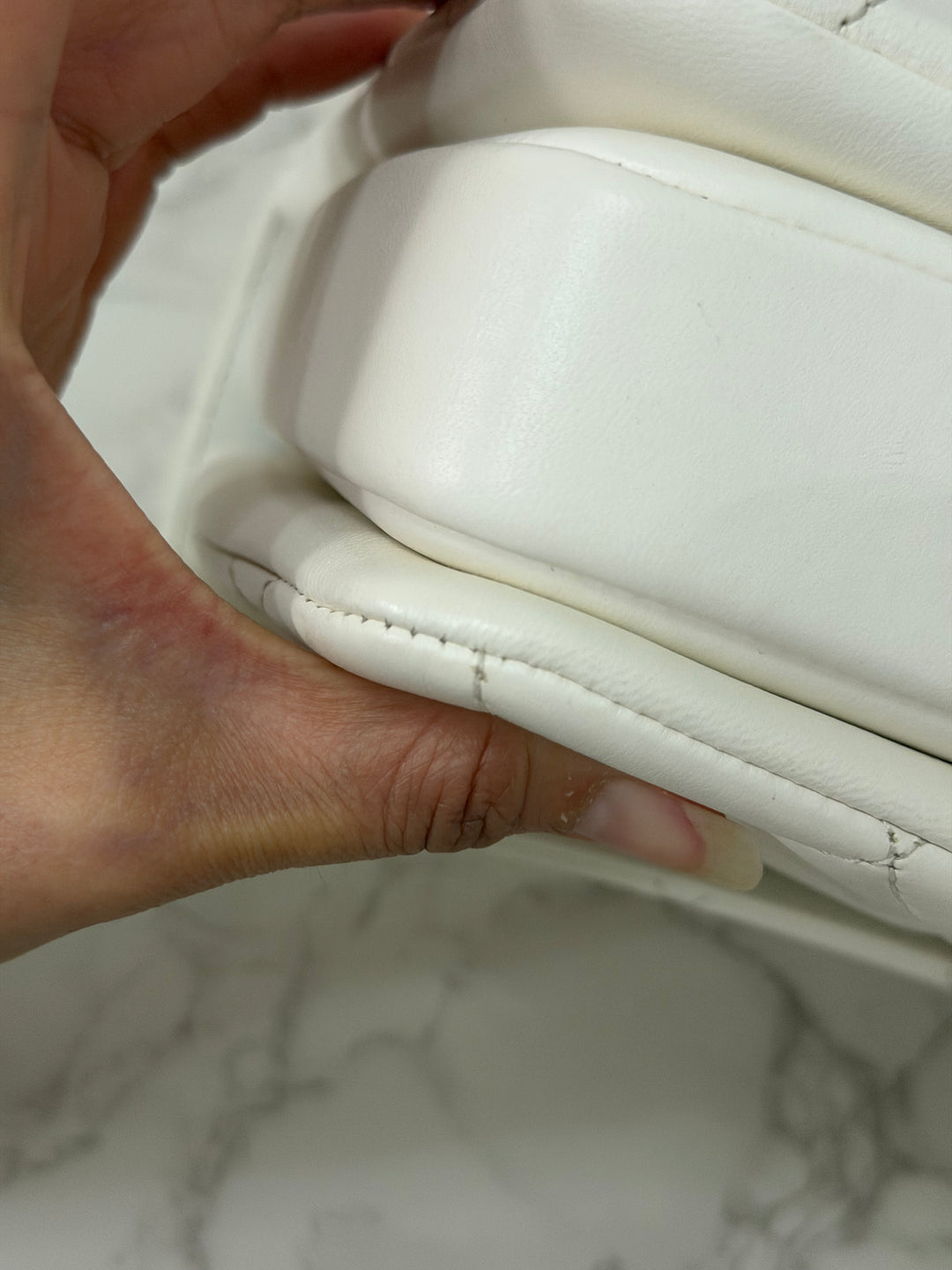 CHANEL 23S collection 2023 White Lambskin LGHW Trendy CC Flap Bag size Small with raised CHANEL Engraved Plate Top Handle