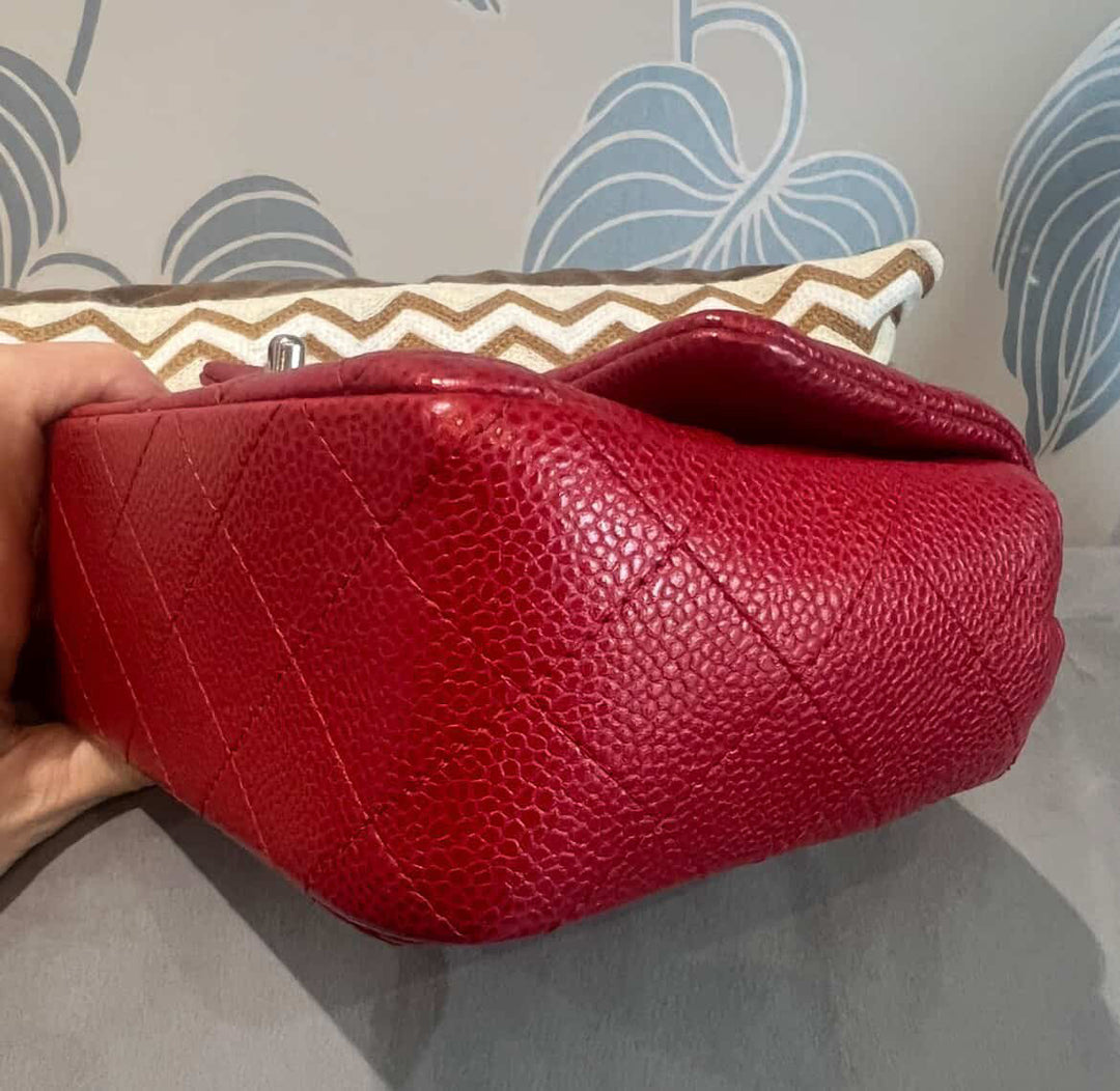 CHANEL series 20 15C 2015 True Pearly Red Caviar SHW Mini Rectangular Flap Bag