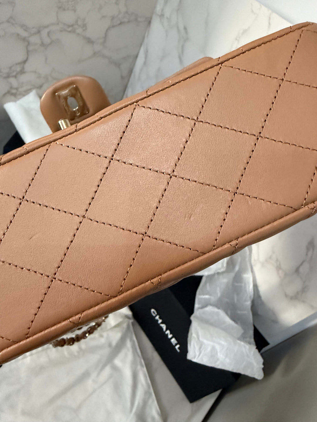 CHANEL 22K 2022 Dark Beige Lambskin LGHW Medium ML Timeless Classic Double Flap Bag