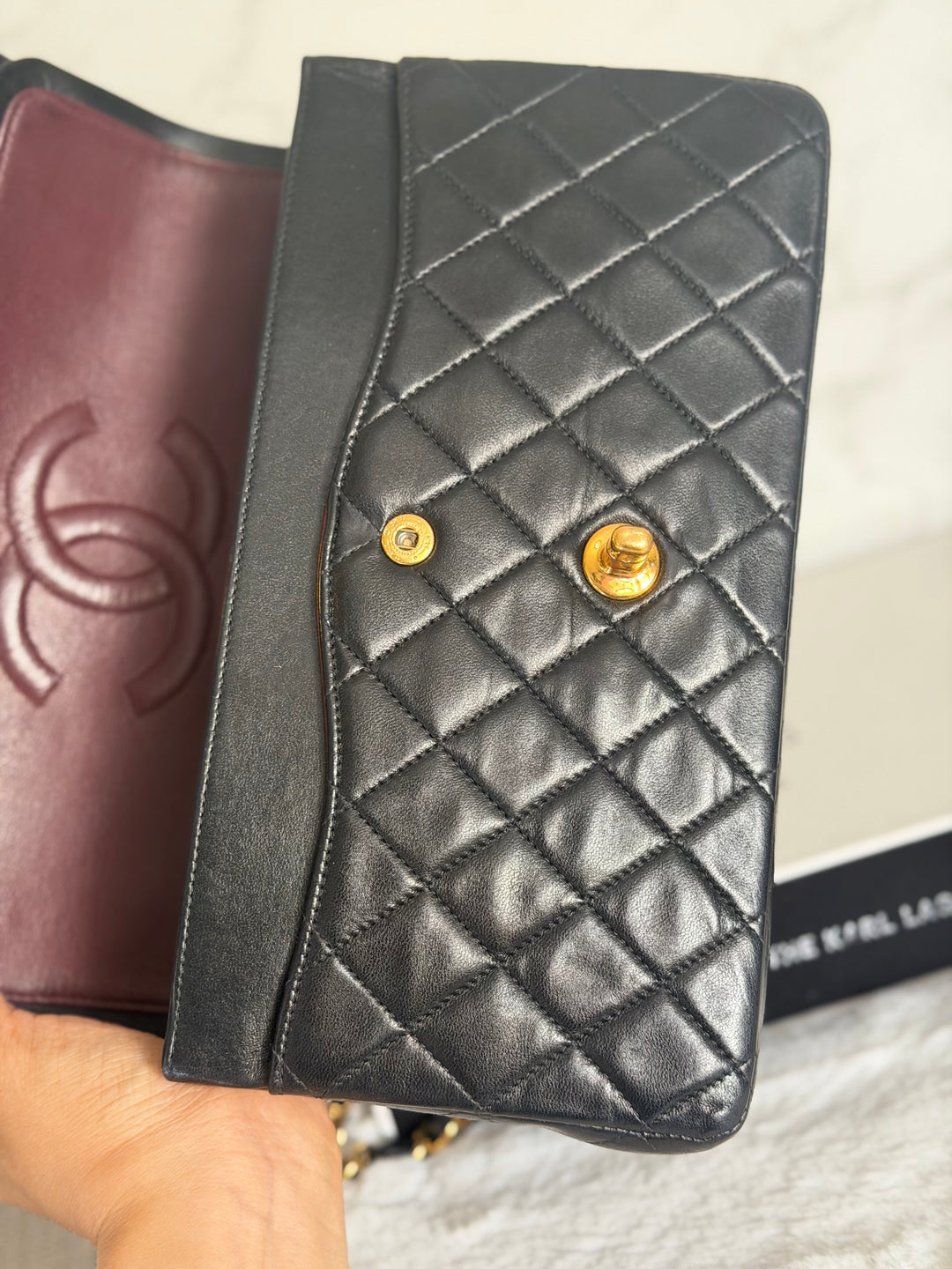 CHANEL series 6 Black Lambskin 24K GHW Vintage Medium ML Timeless Classic Double Flap Bag circa 2000-2002