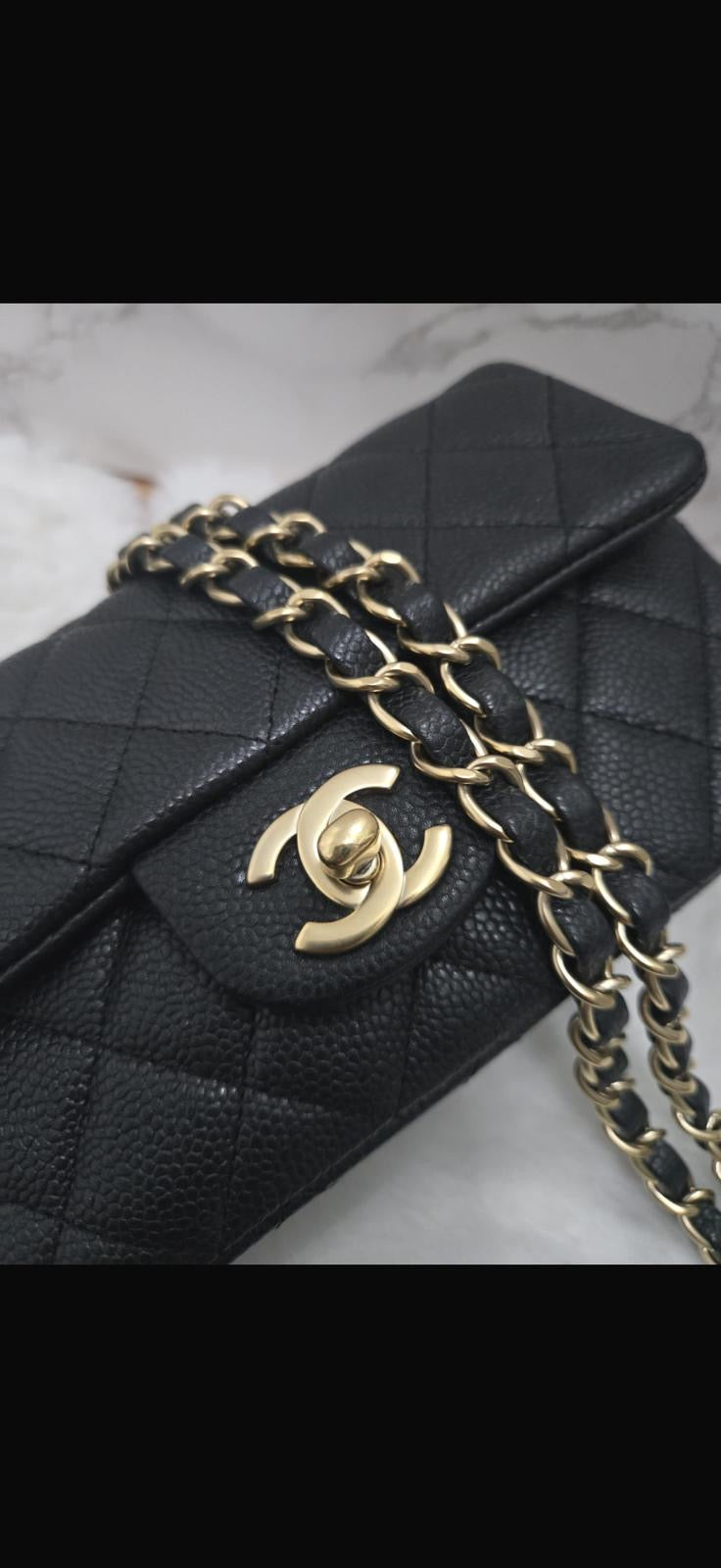 CHANEL series 20 Black Caviar Brushed GHW Mini rectangular Flap Bag