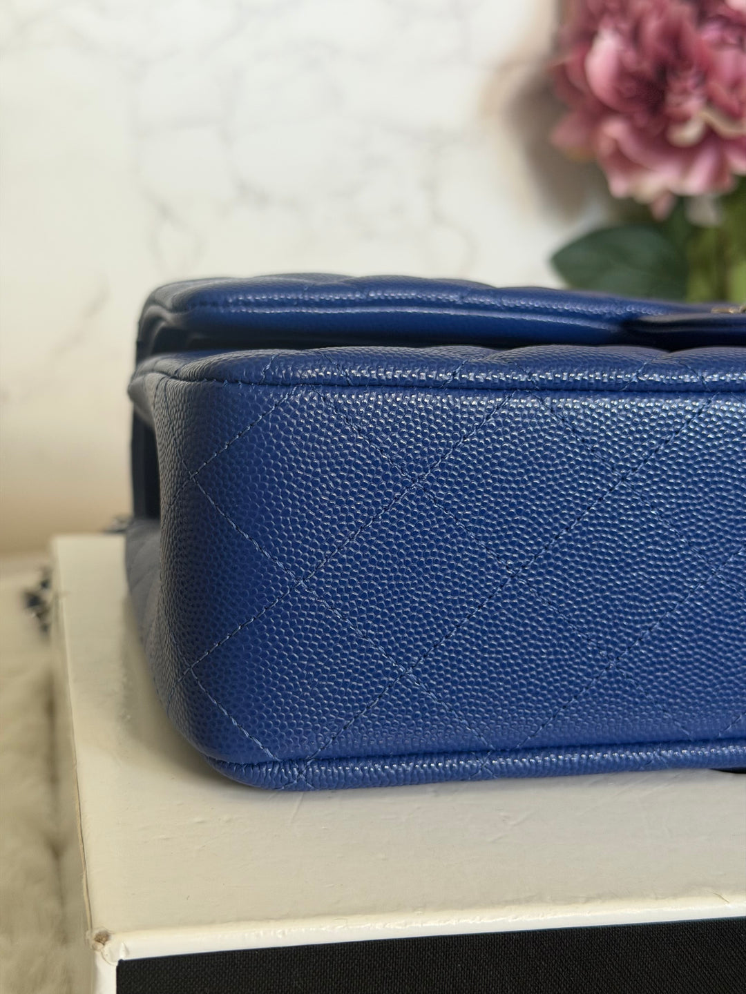 CHANEL Dark Blue Caviar SHW Medium ML Classic Timeless Double Flap Bag 21K collection 2021
