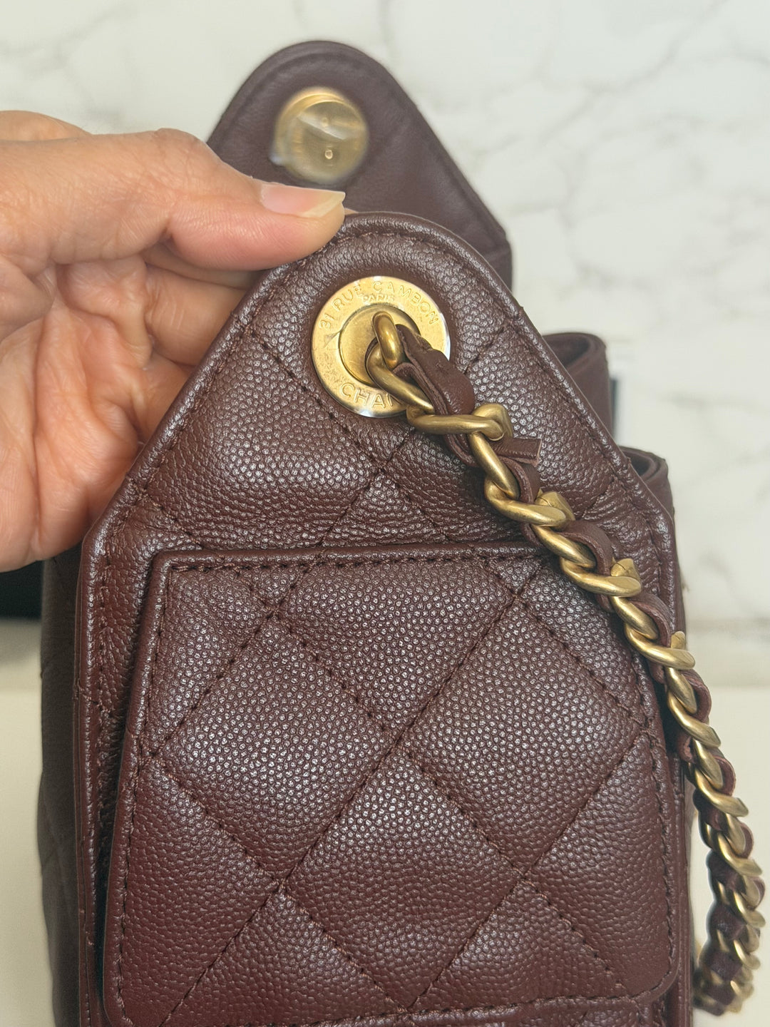 CHANEL 26S Brown Caviar Mini 25 Hobo Bag with Aged GHW 2026