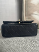 Load image into Gallery viewer, Chanel Black Lambskin Top Handle Mini Rectangular Flap Bag with Champagne GHW
