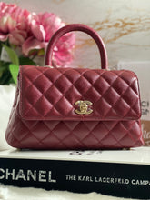 Load image into Gallery viewer, Chanel 21A 2021 Fall/Winter collection Burgundy caviar LGHW Coco Handle Flap Bag size Small with detachable Shoulder Strap
