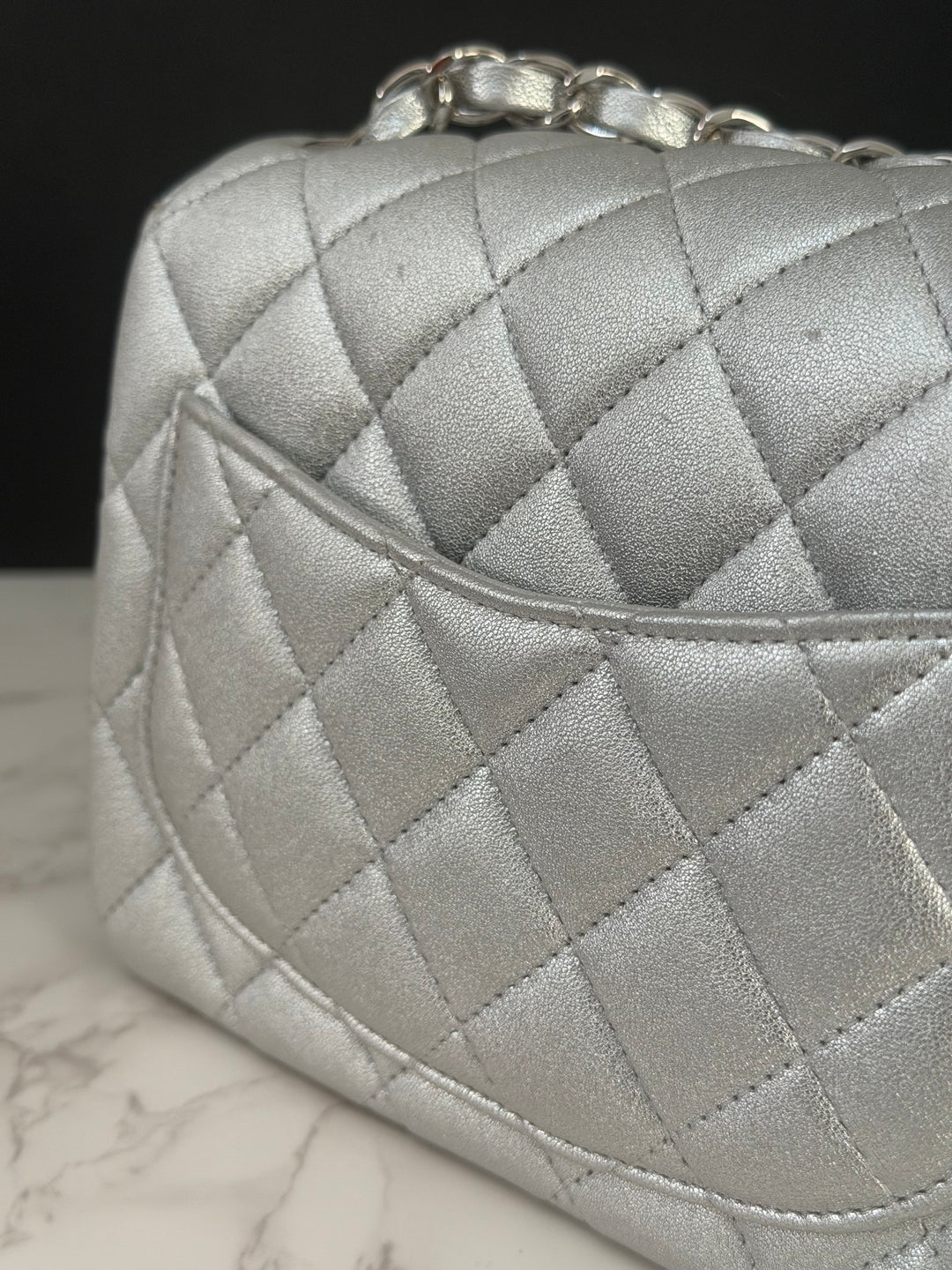 Chanel Series 31 21P Collection Iridescent Silver lambskin SHW Square Mini Flap Bag 2021