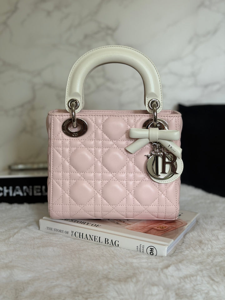 DIOR Mini Lady Dior Two Tone Latte and Rose Tendre SHW 2025