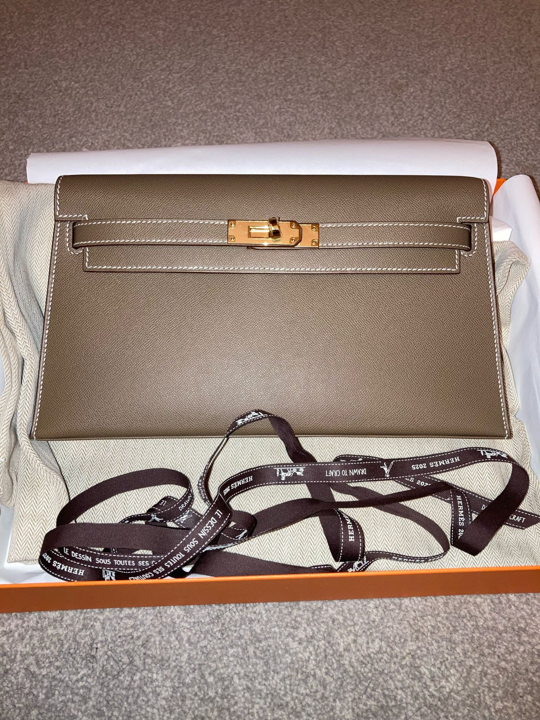 Hermes Kelly Elan EtoupeVeau Madame Leather GHW Stamp Z (2025)