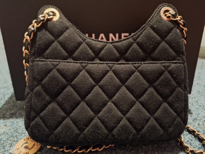 CHANEL Jersey Wavy Hobo Bag with Aged GHW Size Small