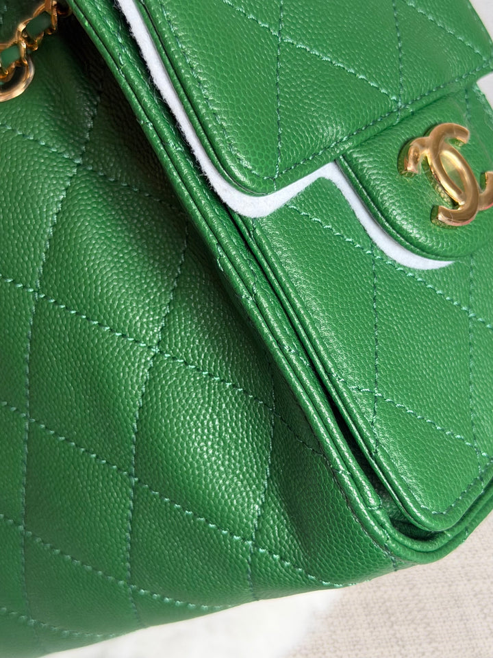 CHANEL Métiers d’art 2026 26A Green Caviar Shiny GHW MINI 25 Hobo Bag