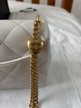 Load image into Gallery viewer, CHANEL 23P 2023 White Caviar Sweetheart Adjustable Chain Small Flap Bag Aged GHW
