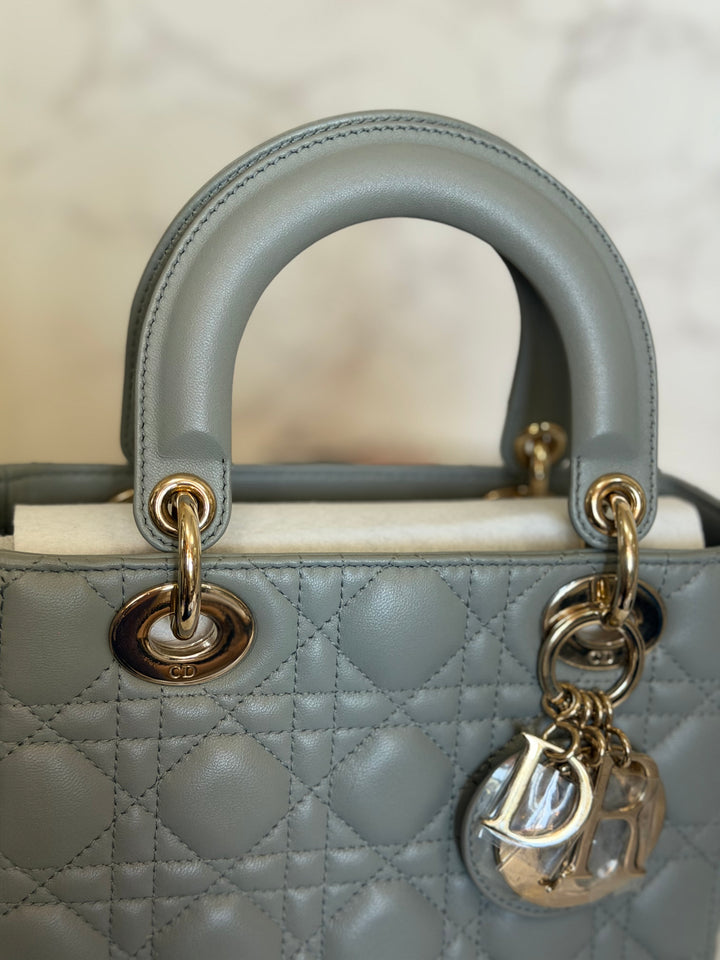 DIOR Lady Dior Grey Lambskin ABCDior size Small 2022 LGHW