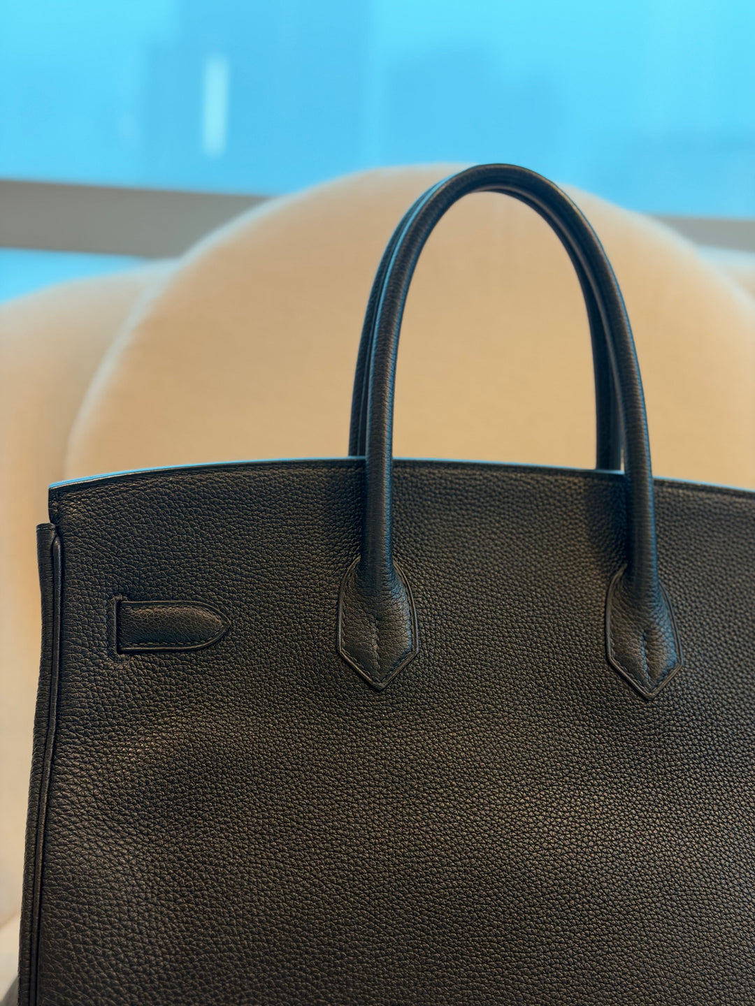 HERMÈS Black Noir Togo Leather PHW Birkin 35 Stamp M in Sq